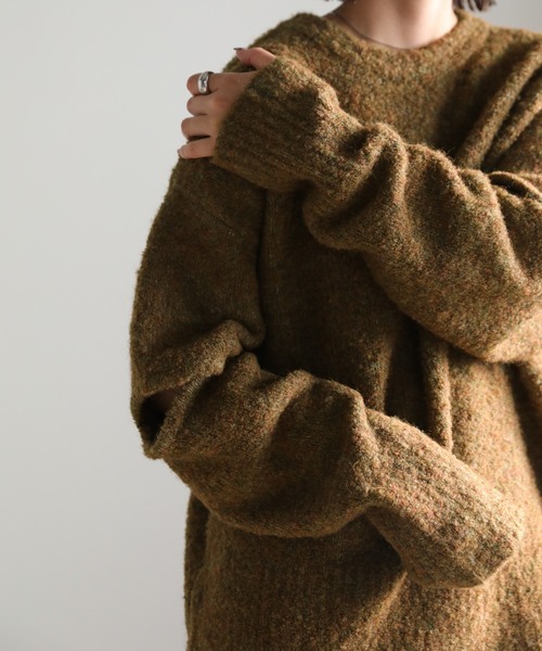 select MOCA（セレクトモカ）の「オープンスリーブブークレーニット（ニット/セーター・レディース・オリーブ/ブルー/チャコール・FREE）」の8枚目の写真