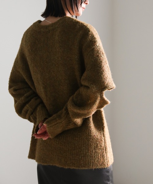 select MOCA（セレクトモカ）の「オープンスリーブブークレーニット（ニット/セーター・レディース・オリーブ/ブルー/チャコール・FREE）」の10枚目の写真
