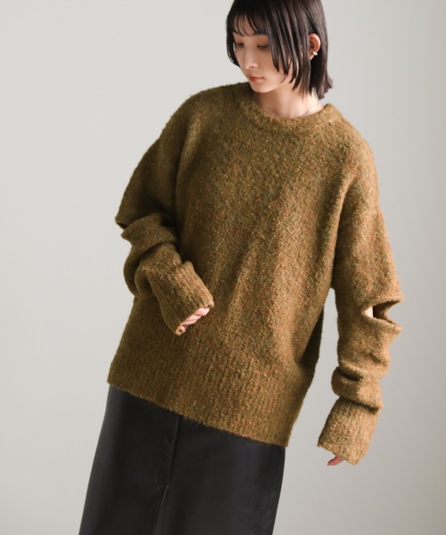 select MOCA（セレクトモカ）の「オープンスリーブブークレーニット（ニット/セーター・レディース・オリーブ/ブルー/チャコール・FREE）」の11枚目の写真