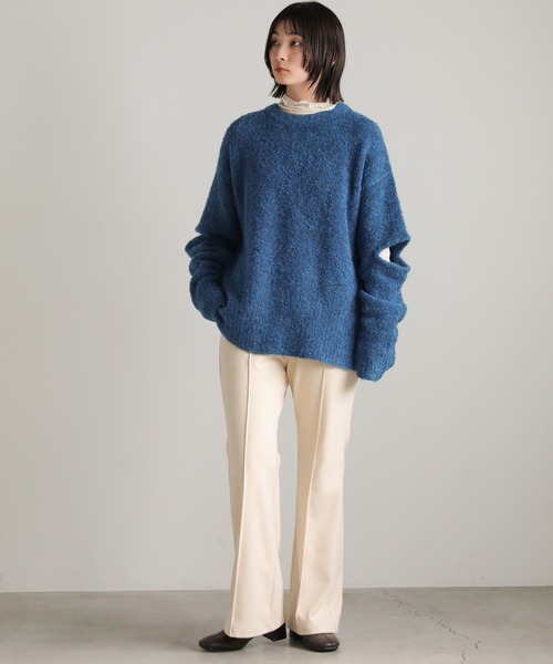 select MOCA（セレクトモカ）の「オープンスリーブブークレーニット（ニット/セーター・レディース・オリーブ/ブルー/チャコール・FREE）」の19枚目の写真