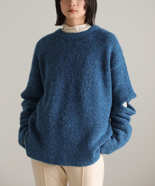 select MOCA（セレクトモカ）の「オープンスリーブブークレーニット（ニット/セーター・レディース・オリーブ/ブルー/チャコール・FREE）」の17枚目の写真