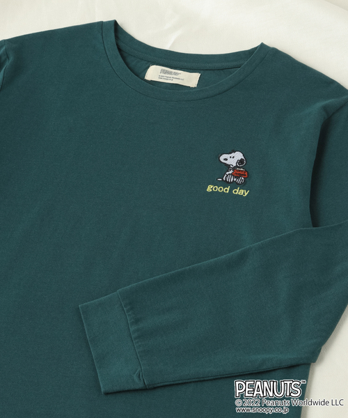 PEANUTS(ピーナッツ)の「【ピーナッツ/PEANUTS】スヌーピー&フレンドロンT(Tシャツ/カットソー・レディース・ブルー/スモークピンク/グレー/モスグリーン/チャコール/アイボリー/インディゴブルー/ブラック/ピンク/オフホワイト/ネイビー/チャコールグレー/グリーン/マスタード/パープル/杢グレー・L/LL/3L/M)」の10枚目の写真