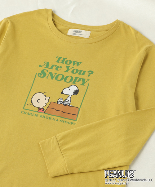 PEANUTS(ピーナッツ)の「【ピーナッツ/PEANUTS】スヌーピー&フレンドロンT(Tシャツ/カットソー・レディース・ブルー/スモークピンク/グレー/モスグリーン/チャコール/アイボリー/インディゴブルー/ブラック/ピンク/オフホワイト/ネイビー/チャコールグレー/グリーン/マスタード/パープル/杢グレー・L/LL/3L/M)」の14枚目の写真