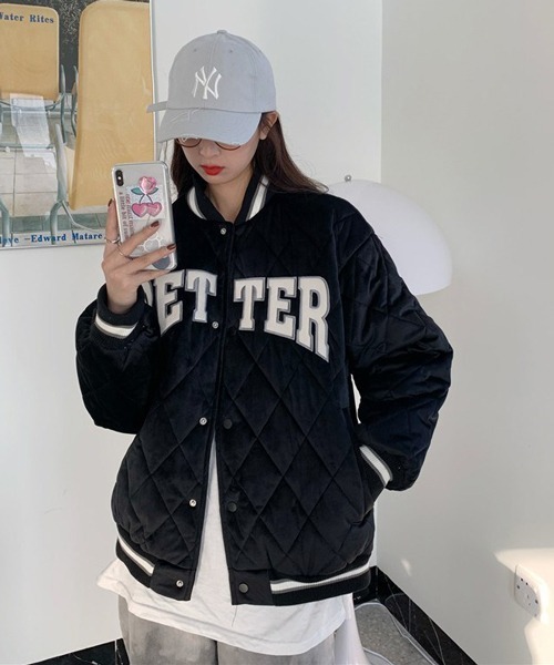 HALEY PESCA（ヘーリーペスカ）の「HALEY PESCA/フロントロゴ キルティングジャケット（ノーカラージャケット・レディース・ブラック/ホワイト・SMALL/MEDIUM/LARGE）」の15枚目の写真