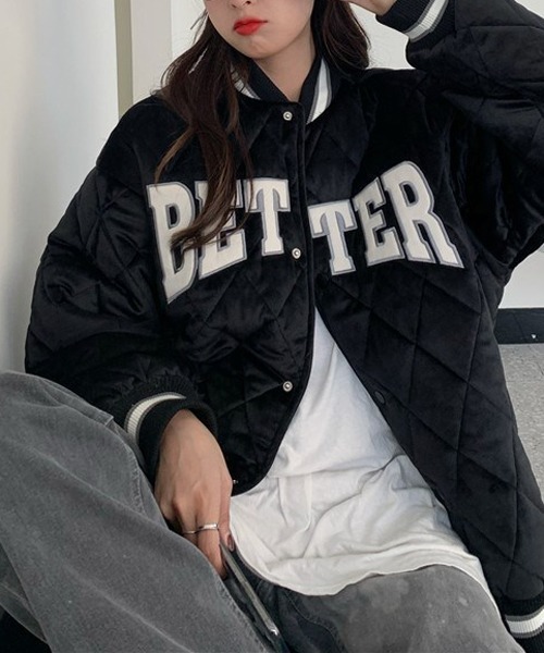 HALEY PESCA（ヘーリーペスカ）の「HALEY PESCA/フロントロゴ キルティングジャケット（ノーカラージャケット・レディース・ブラック/ホワイト・SMALL/MEDIUM/LARGE）」の17枚目の写真