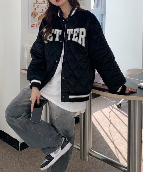 HALEY PESCA（ヘーリーペスカ）の「HALEY PESCA/フロントロゴ キルティングジャケット（ノーカラージャケット・レディース・ブラック/ホワイト・SMALL/MEDIUM/LARGE）」の19枚目の写真