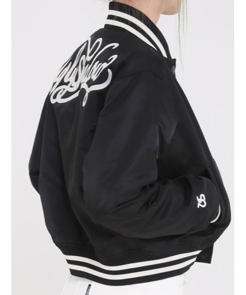 UGLY SHADOW(アグリーシャドウ)の「【Ugly shadow/アグリーシャドウ】BASEBALL JUMPER / ベースボールジャケット ジャンパー ジャンバー アウター 羽織 秋服 冬服 スカジャン ブルゾン Y2K(ブルゾン・レディース・ブラック/ダークブルー・ONE SIZE)」の12枚目の写真