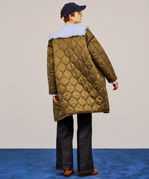 THE SHINZONE(ザ シンゾーン)の「QUILTING COAT(ノーカラーコート・レディース・カーキ/ブラック・FREE)」の5枚目の写真
