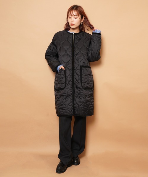 THE SHINZONE(ザ シンゾーン)の「QUILTING COAT(ノーカラーコート・レディース・カーキ/ブラック・FREE)」の10枚目の写真