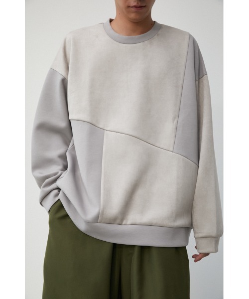 AZUL by moussy(アズールバイマウジー)の「FAUX SUEDE SWICHING PULLOVER/フェイクスエードスウィッチングプルオーバー(スウェット・メンズ・ブラック系その他/ベージュ系その他/ブラウン系その他・LARGE/MEDIUM)」の3枚目の写真