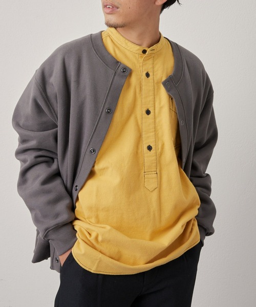 CIAOPANIC TYPY(チャオパニックティピー)の「□配色ステッチ起毛バンドカラープルオーバーシャツ(シャツ/ブラウス・メンズ・ネイビー/イエロー/ベージュ・M/L)」の5枚目の写真