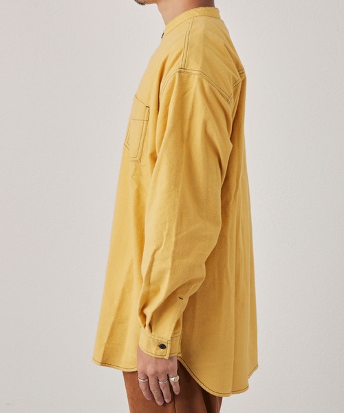 CIAOPANIC TYPY(チャオパニックティピー)の「□配色ステッチ起毛バンドカラープルオーバーシャツ(シャツ/ブラウス・メンズ・ネイビー/イエロー/ベージュ・M/L)」の18枚目の写真