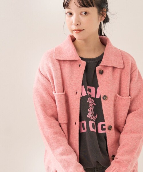 プリーツブリーズピンク ボレロカーディガン FREAK'S STORE（フリークスストア）の「ロービングVネック