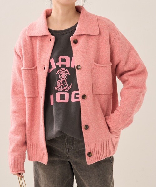 プリーツブリーズピンク ボレロカーディガン FREAK'S STORE（フリークスストア）の「ポケット付き襟ニット