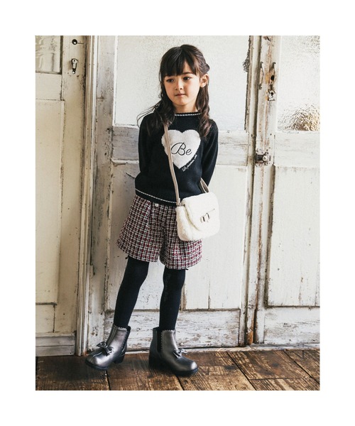 BeBe（ベベ）の「BeBe/【お揃い】ツイードチェックパールボタンショートパンツ(100~150cm)（その他パンツ・キッズ・レッド系その他/ブラック系その他・150/130/100/140/120/110）」の17枚目の写真