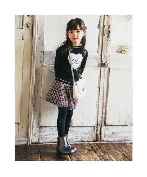 BeBe（ベベ）の「BeBe/【お揃い】ツイードチェックパールボタンショートパンツ(100~150cm)（その他パンツ・キッズ・レッド系その他/ブラック系その他・150/130/100/140/120/110）」の9枚目の写真