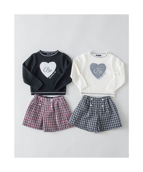 BeBe（ベベ）の「BeBe/【お揃い】ツイードチェックパールボタンショートパンツ(100~150cm)（その他パンツ・キッズ・レッド系その他/ブラック系その他・150/130/100/140/120/110）」の12枚目の写真