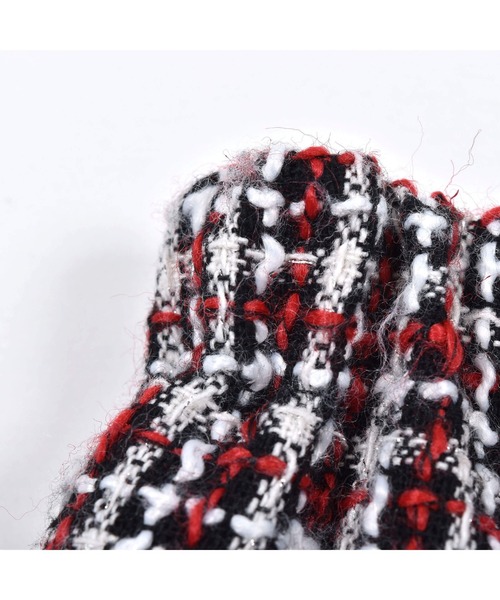 BeBe（ベベ）の「BeBe/【お揃い】ツイードチェックパールボタンショートパンツ(100~150cm)（その他パンツ・キッズ・レッド系その他/ブラック系その他・150/130/100/140/120/110）」の6枚目の写真