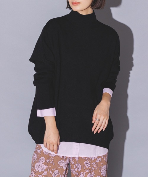 hunch（ハンチ）の「【静電気防止】ドルマンオーバータートルニット（ニット/セーター・レディース・ブラウン/ブラック/ピンク・FREE）」の2枚目の写真