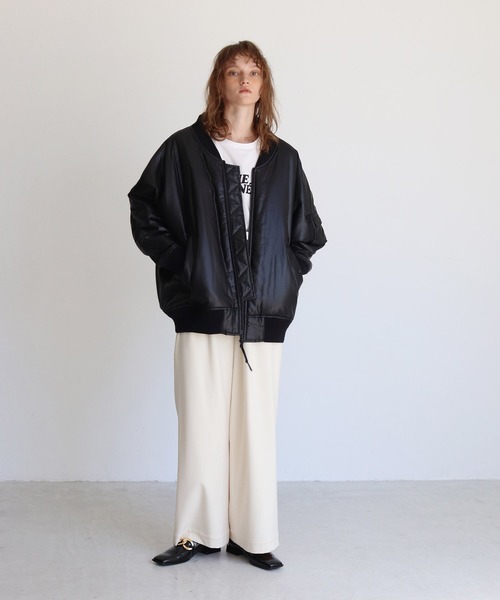 DRESSLAVE（ドレスレイブ）の「padding over size MA-1(中綿オーバーサイズMA-1)（MA-1・レディース・ブラック/ホワイト・38）」の13枚目の写真