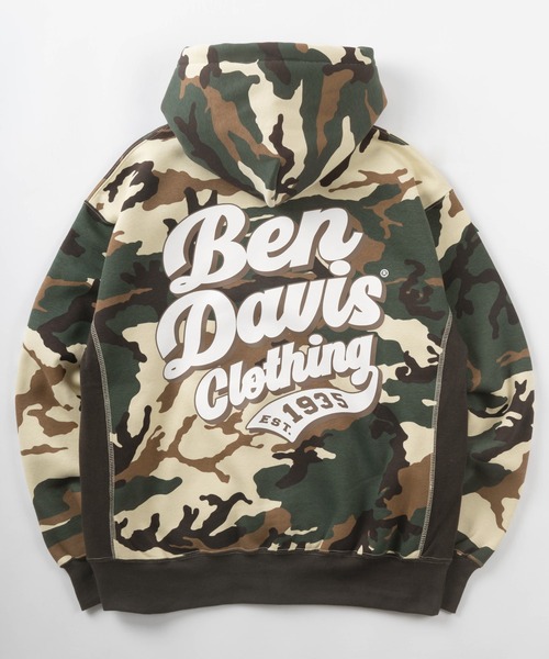 BEN DAVIS（ベンデイビス）の「【BEN DAVIS/ベンデイビス】ブランドネーム刺繍  グラフィックバックプリント ジップパーカー/ バックプリント ジップフーディー/ビッグシルエット/ヘビーウェイト/裏起毛（パーカー・レディース・カモフラージュ/ネイビー/グレー/ブラック・M/L/XL）」の4枚目の写真