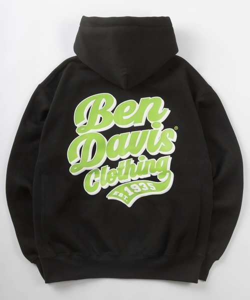 BEN DAVIS（ベンデイビス）の「【BEN DAVIS/ベンデイビス】ブランドネーム刺繍  グラフィックバックプリント ジップパーカー/ バックプリント ジップフーディー/ビッグシルエット/ヘビーウェイト/裏起毛（パーカー・レディース・カモフラージュ/ネイビー/グレー/ブラック・M/L/XL）」の2枚目の写真