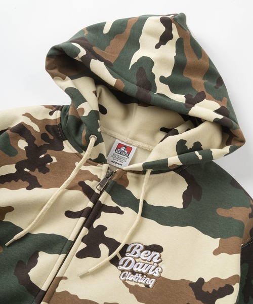 BEN DAVIS（ベンデイビス）の「【BEN DAVIS/ベンデイビス】ブランドネーム刺繍  グラフィックバックプリント ジップパーカー/ バックプリント ジップフーディー/ビッグシルエット/ヘビーウェイト/裏起毛（パーカー・レディース・カモフラージュ/ネイビー/グレー/ブラック・M/L/XL）」の9枚目の写真