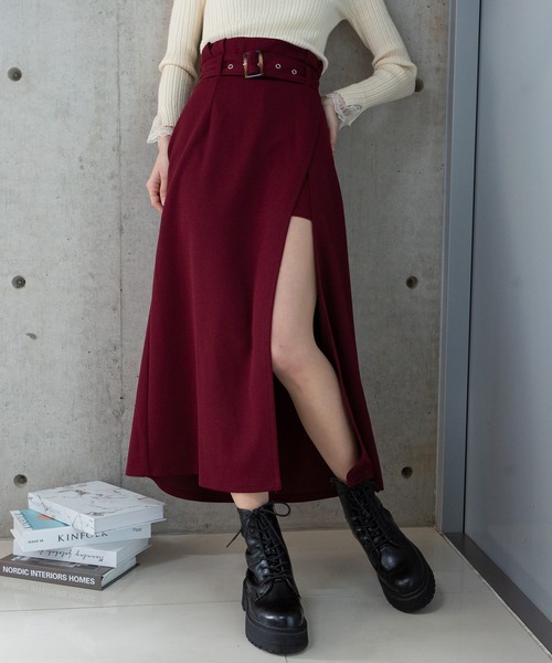 pumpkin port（パンプキンポート）の「深スリット インナーショートパンツ付き ロングスカート（スカート・レディース・ブラック/ベージュ/カーキ/ブラック×ブラック/ピンク/モカ/ボルドー・MEDIUM/LARGE/SMALL）」の8枚目の写真