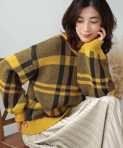 Bou Jeloud（ブージュルード）の「BIGチェックニットプルオーバー