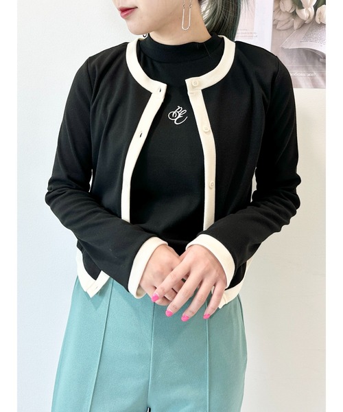 CECIL McBEE（セシルマクビー）の「リブカーデｘプチハイネックタンクＳＥＴ（アンサンブル・レディース・ブラック/サックスブルー/アイボリー・FREE）」の3枚目の写真