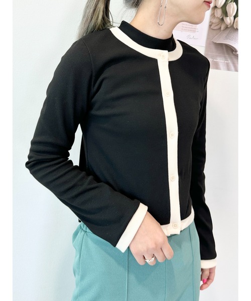 CECIL McBEE（セシルマクビー）の「リブカーデｘプチハイネックタンクＳＥＴ（アンサンブル・レディース・ブラック/サックスブルー/アイボリー・FREE）」の10枚目の写真