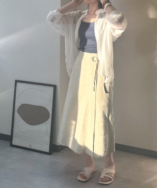 Isn't She?(イズントシー)の「リネンライクサイドリボンスカート(スカート・レディース・カーキ/ベージュ・FREE)」の17枚目の写真