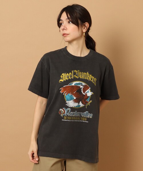 GOOD ROCK SPEED（グッドロックスピード）の「◆【EC＆大阪店限定カラーあり】GOOD ROCK SPEED(グッドロックスピード)モーターサイクル・イーグルTシャツ（Tシャツ/カットソー・レディース・ブラック/イエロー/ブラック系/ベージュ・01/02）」の3枚目の写真