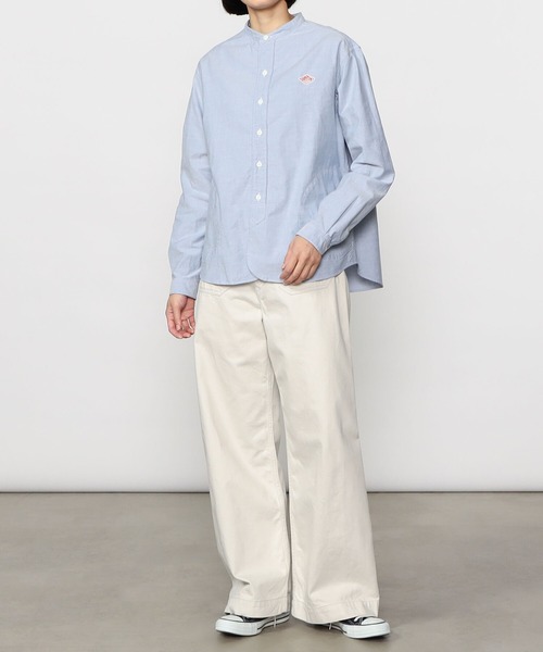 DANTON(ダントン)の「DANTON | オックスフォード バンドカラーシャツ WOMEN(シャツ/ブラウス・レディース・ホワイト/ブルー・36/38/34)」の4枚目の写真