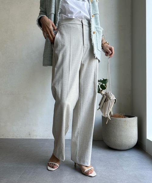 DouDou(ドゥドゥ)の「シェルタリングセンタープレスパンツ(スラックス・レディース・グリーン/ピンク/ベージュ・36/38)」の10枚目の写真