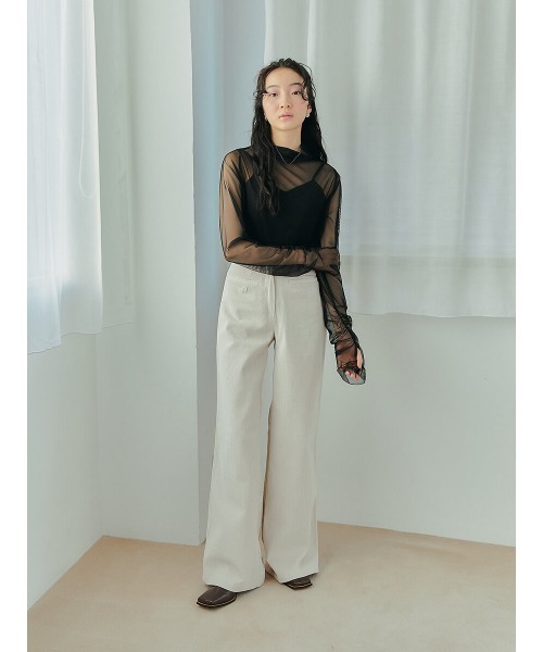 Ayla(アイラ)の「arm point sheer tops(シャツ/ブラウス・レディース・ブラック/ライトベージュ・FREE)」の3枚目の写真