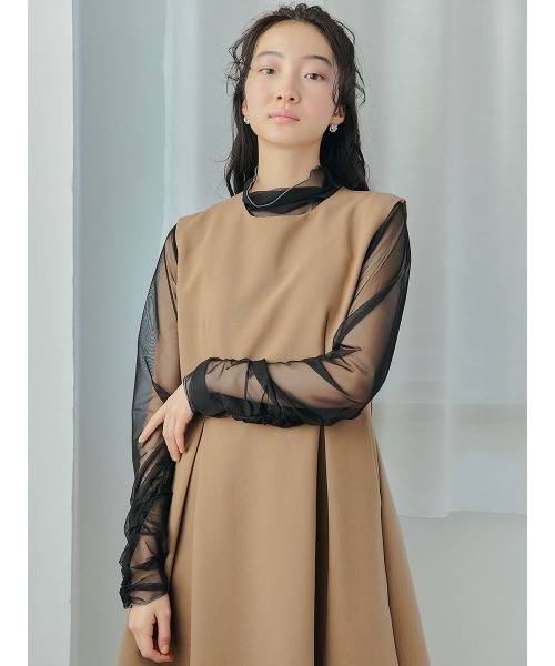 Ayla(アイラ)の「arm point sheer tops(シャツ/ブラウス・レディース・ブラック/ライトベージュ・FREE)」の8枚目の写真