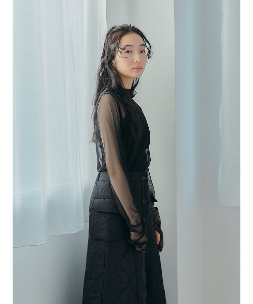 Ayla(アイラ)の「arm point sheer tops(シャツ/ブラウス・レディース・ブラック/ライトベージュ・FREE)」の10枚目の写真