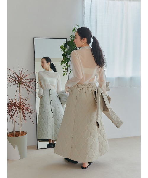 Ayla(アイラ)の「arm point sheer tops(シャツ/ブラウス・レディース・ブラック/ライトベージュ・FREE)」の12枚目の写真