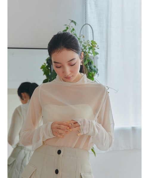 Ayla(アイラ)の「arm point sheer tops(シャツ/ブラウス・レディース・ブラック/ライトベージュ・FREE)」の15枚目の写真
