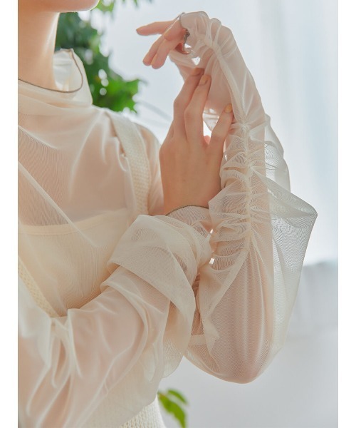 Ayla(アイラ)の「arm point sheer tops(シャツ/ブラウス・レディース・ブラック/ライトベージュ・FREE)」の22枚目の写真