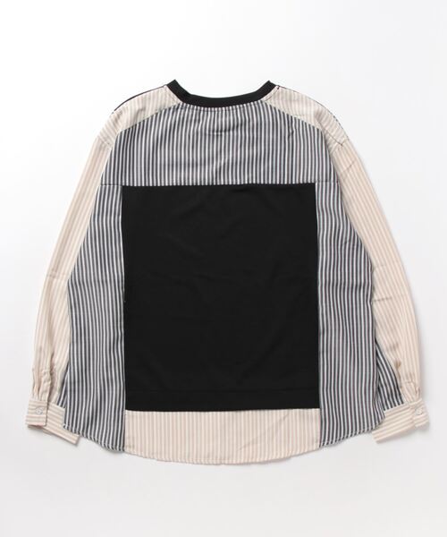 LOPASS(ロパス)の「ストライプ 異素材切り替えトップス(Tシャツ/カットソー・レディース・ブラック・M/L)」の5枚目の写真