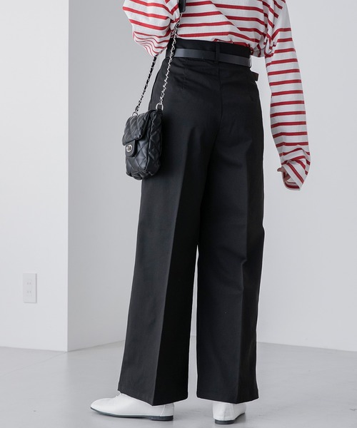 BONLECILL（ボンルシール）の「センタープレス ハイウエスト2タックワイドチノパンツ（チノパンツ・レディース・オフホワイト/ブラック/ベージュ/ライトカーキ・M/S/L）」の15枚目の写真