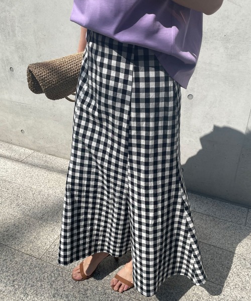 Doux archives（ドゥアルシーヴ）の「ギンガムチェックマーメイドスカート（スカート・レディース・ネイビー/ブラック・FREE）」の6枚目の写真