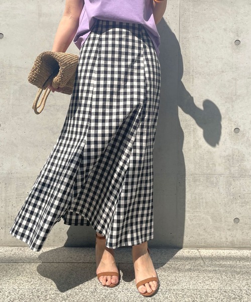 Doux archives（ドゥアルシーヴ）の「ギンガムチェックマーメイドスカート（スカート・レディース・ネイビー/ブラック・FREE）」の8枚目の写真