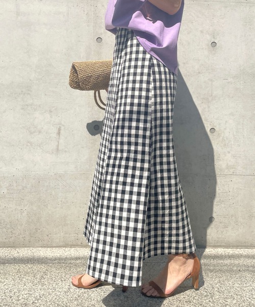 Doux archives（ドゥアルシーヴ）の「ギンガムチェックマーメイドスカート（スカート・レディース・ネイビー/ブラック・FREE）」の10枚目の写真