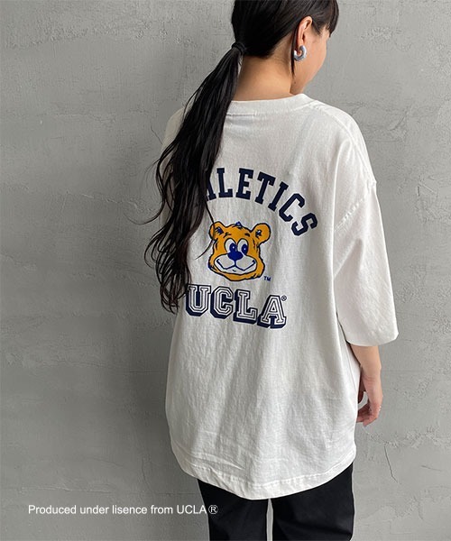 UCLA（ユーシーエルエー）の「[UCLA/ユーシーエルエー] バックフロッキープリント ビックショートスリーブTシャツ（Tシャツ/カットソー・レディース・ホワイト/グリーン・M/L）」の4枚目の写真