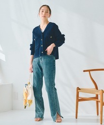 裾スリットセミハイウエストデニム《手洗い可能》