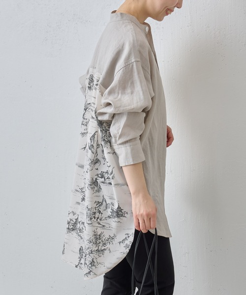 BEARDSLEY バンドカラーシャツ オーバーサイズ 白色
