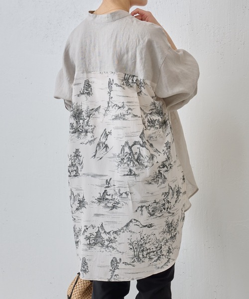 BEARDSLEY(ビアズリー)の「シノワズリプリントバンドカラーシャツ(シャツ/ブラウス・レディース・ベージュ・FREE)」の4枚目の写真